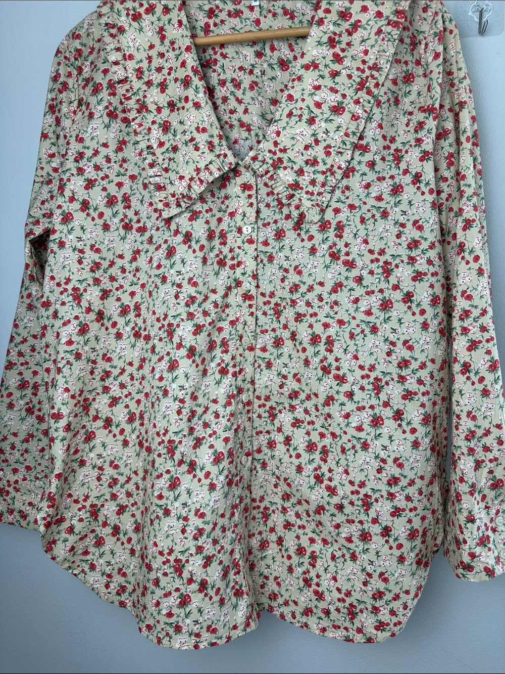 English Factory Peter Pan Ruffle Collar Blouse Medium Cotton Long Sleeve Floral - Picture 6 of 16